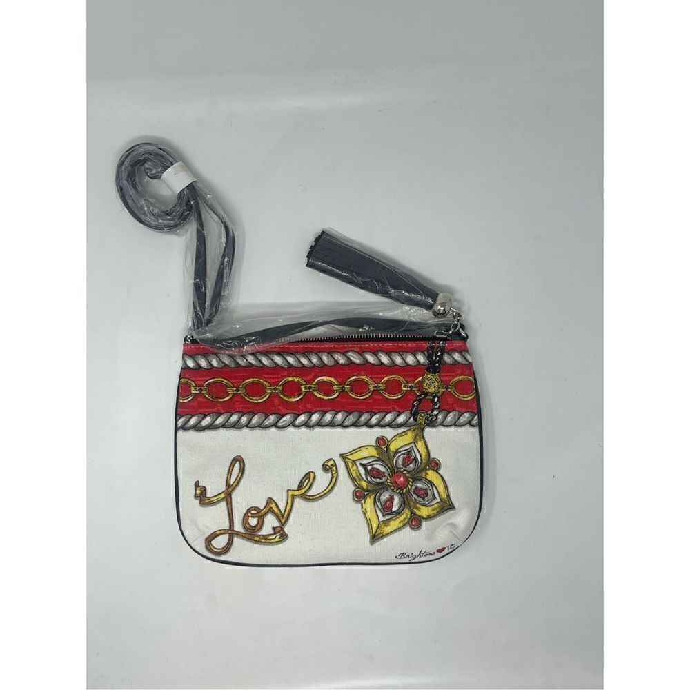 Brighton Multicolor Barocco Crossbody Pouch Love Canvas Bag One Size NWT
